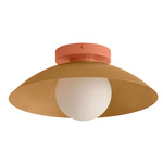Arundel Orb Surface Mount - Peach Canopy / Brass Shade