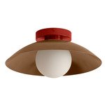 Arundel Orb Surface Mount - Oxide Red Canopy / Patina Brass Shade