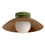 Arundel Orb Surface Mount - Reed Green Canopy / Patina Brass Shade