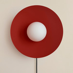 Arundel Orb Surface Mount - Brass Canopy / Oxide Red Shade