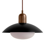 Arundel Mushroom Pendant - Patina Brass / Black Shade