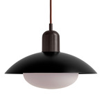 Arundel Mushroom Pendant - Blackened Brass / Black Shade