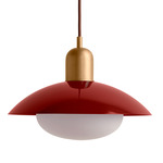 Arundel Mushroom Pendant - Brass / Oxide Red Shade
