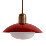 Arundel Mushroom Pendant - Patina Brass / Oxide Red Shade