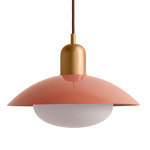 Arundel Mushroom Pendant - Brass / Peach Shade
