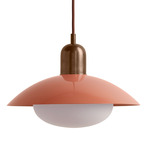 Arundel Mushroom Pendant - Patina Brass / Peach Shade