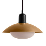 Arundel Mushroom Pendant - Black / Brass Shade