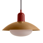 Arundel Mushroom Pendant - Oxide Red / Brass Shade