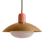 Arundel Mushroom Pendant - Peach / Brass Shade