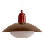 Arundel Mushroom Pendant - Oxide Red / Patina Brass Shade