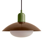 Arundel Mushroom Pendant - Reed Green / Patina Brass Shade