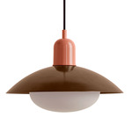 Arundel Mushroom Pendant - Peach / Patina Brass Shade