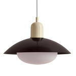 Arundel Mushroom Pendant - Bone / Blackened Brass Shade