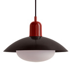 Arundel Mushroom Pendant - Oxide Red / Blackened Brass Shade