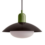 Arundel Mushroom Pendant - Reed Green / Blackened Brass Shade