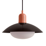 Arundel Mushroom Pendant - Peach / Blackened Brass Shade