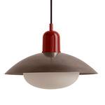 Arundel Mushroom Pendant - Oxide Red / Pewter Shade
