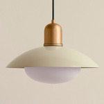 Arundel Mushroom Outdoor Pendant - Brass / Bone Shade