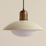 Arundel Mushroom Outdoor Pendant - Patina Brass / Bone Shade