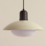 Arundel Mushroom Outdoor Pendant - Blackened Brass / Bone Shade