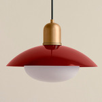 Arundel Mushroom Outdoor Pendant - Brass / Oxide Red Shade