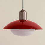 Arundel Mushroom Outdoor Pendant - Pewter / Oxide Red Shade