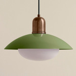 Arundel Mushroom Outdoor Pendant - Patina Brass / Reed Green Shade