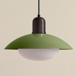 Arundel Mushroom Outdoor Pendant - Blackened Brass / Reed Green Shade