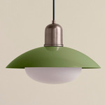 Arundel Mushroom Outdoor Pendant - Pewter / Reed Green Shade