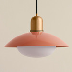 Arundel Mushroom Outdoor Pendant - Brass / Peach Shade