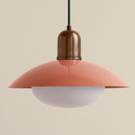 Arundel Mushroom Outdoor Pendant - Patina Brass / Peach Shade
