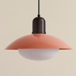 Arundel Mushroom Outdoor Pendant - Blackened Brass / Peach Shade