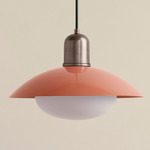 Arundel Mushroom Outdoor Pendant - Pewter / Peach Shade