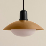 Arundel Mushroom Outdoor Pendant - Black / Brass Shade