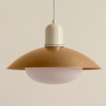 Arundel Mushroom Outdoor Pendant - Bone / Brass Shade