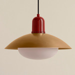 Arundel Mushroom Outdoor Pendant - Oxide Red / Brass Shade
