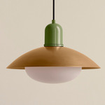 Arundel Mushroom Outdoor Pendant - Reed Green / Brass Shade