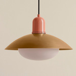 Arundel Mushroom Outdoor Pendant - Peach / Brass Shade