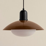 Arundel Mushroom Outdoor Pendant - Black / Patina Brass Shade
