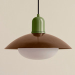 Arundel Mushroom Outdoor Pendant - Reed Green / Patina Brass Shade