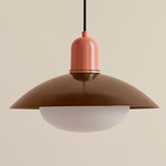 Arundel Mushroom Outdoor Pendant - Peach / Patina Brass Shade