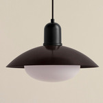 Arundel Mushroom Outdoor Pendant - Black / Blackened Brass Shade