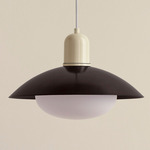 Arundel Mushroom Outdoor Pendant - Bone / Blackened Brass Shade