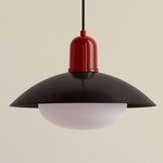 Arundel Mushroom Outdoor Pendant - Oxide Red / Blackened Brass Shade