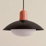 Arundel Mushroom Outdoor Pendant - Peach / Blackened Brass Shade