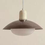 Arundel Mushroom Outdoor Pendant - Bone / Pewter Shade