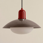 Arundel Mushroom Outdoor Pendant - Oxide Red / Pewter Shade