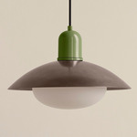 Arundel Mushroom Outdoor Pendant - Reed Green / Pewter Shade