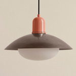 Arundel Mushroom Outdoor Pendant - Peach / Pewter Shade