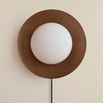 Arundel Mushroom Surface Mount - Oxide Red Canopy / Patina Brass Shade